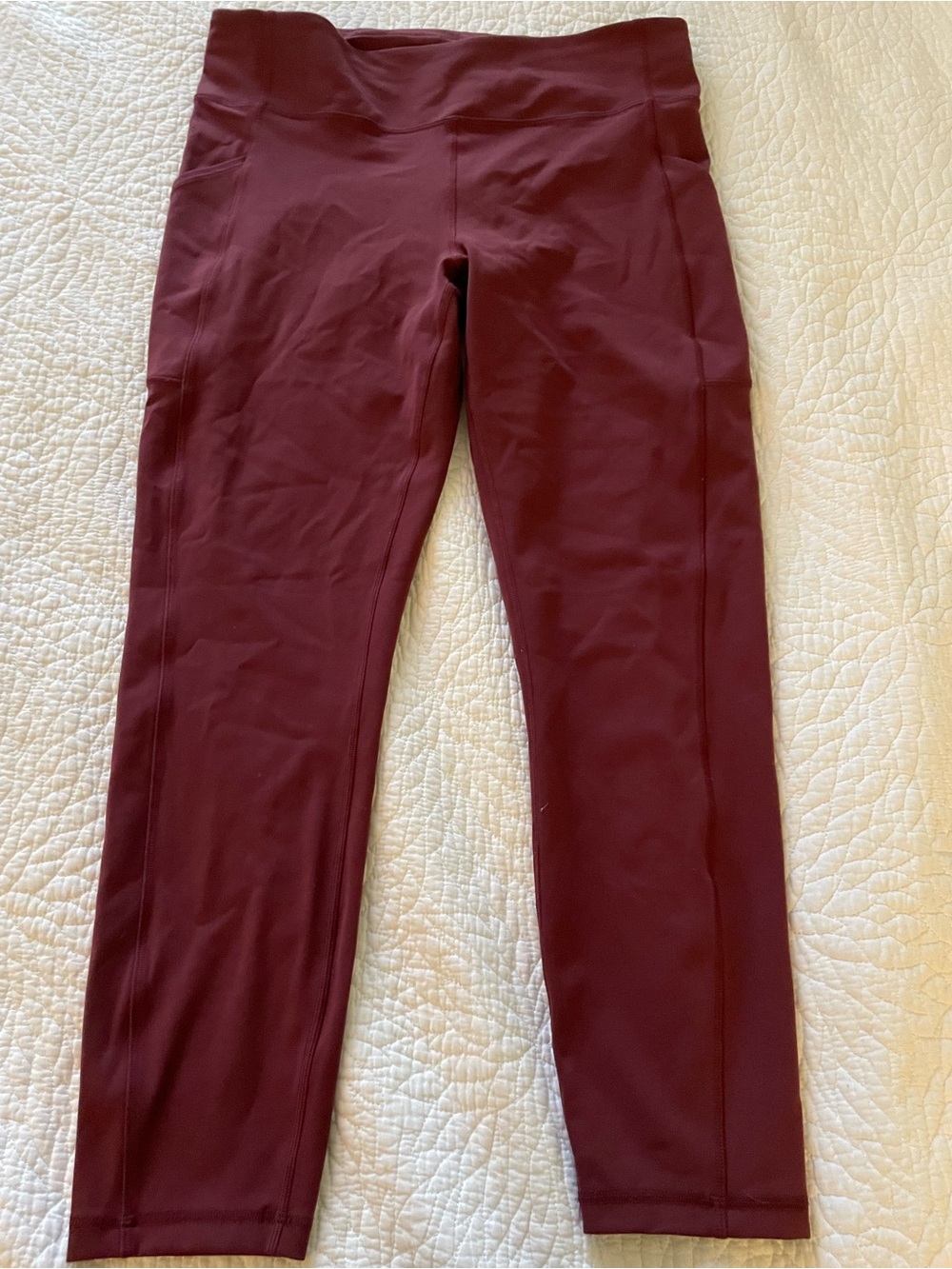 lululemon athletica Burgundy High-Rise Leggings with phone pockets size 12